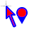 Red and blue location cursor