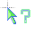 green and blue question cursor