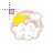 Cloudy Cloud animated sun with rainbow cursor