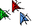 Black, Red, Blue, and Green Widow zzz Cursors preview