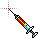 Filled dripping syringe RED cursor