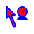 Red and blue person cursor