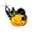 creepy cat with halloween pumpkin cursor